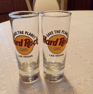 🆕 Vintage Save The PLANET Hard Rock Cafe Las Vegas Tall Shot Souvenir Glasses